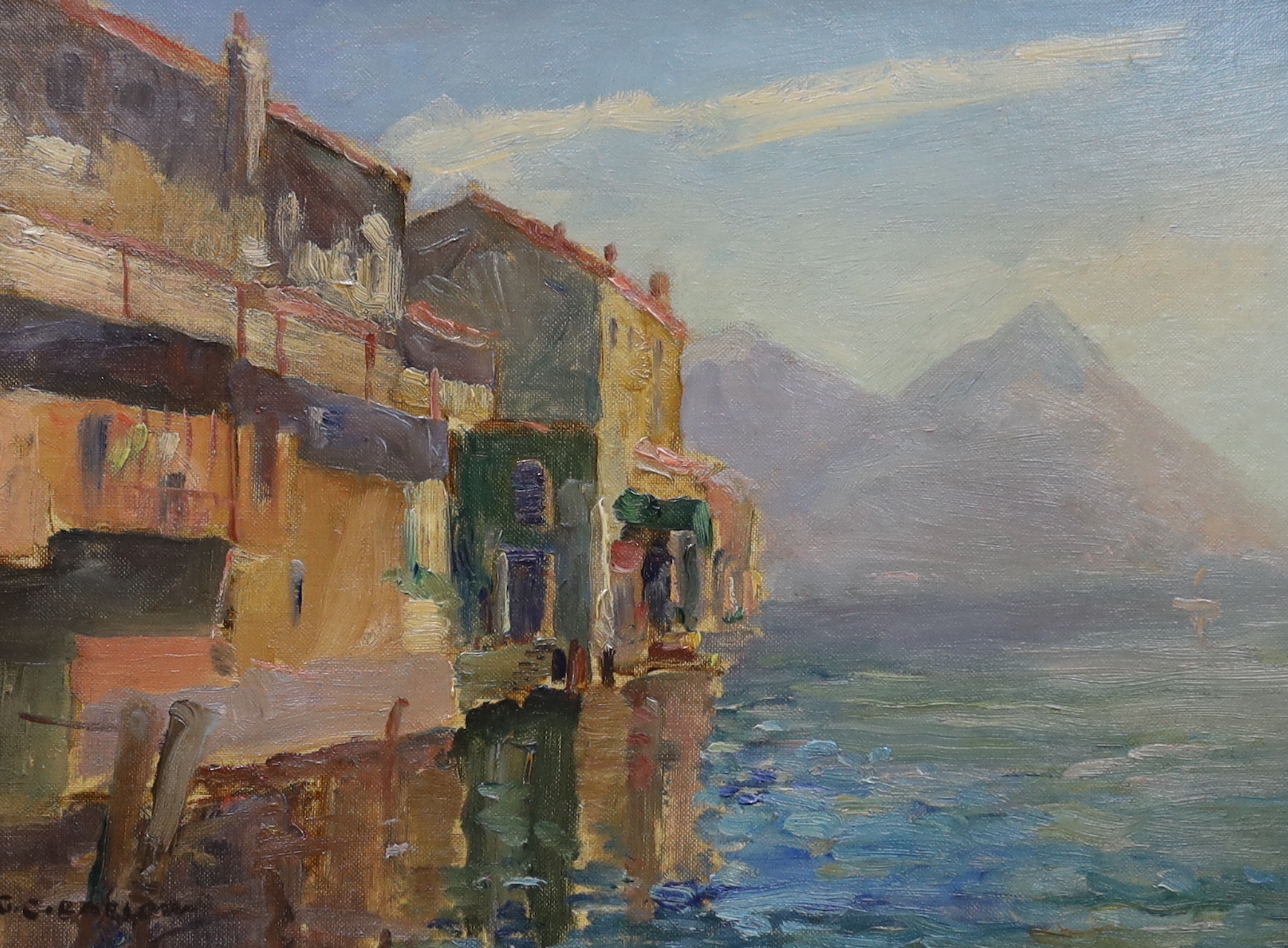Gordon Clifford Barlow (1913-2004) oil on board, 'Gandria', signed, GC Barlow inscribed label verso, 29 x 39cm